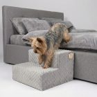Mexi kutyalépcső 25 x 40 x 40cm - szürke minky