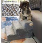 Bodza kutyalépcső 30 x 40 x 45cm - szürke alapon fehér szívecskék és világítós pöttyök