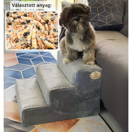 Bodza kutyalépcső 30 x 40 x 45cm - színes pici mancsok és csontok