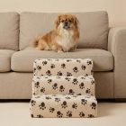 Bodza kutyalépcső 30 x 40 x 45cm - bézs alapon barna kis tappancsok