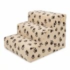 Bodza kutyalépcső 30 x 40 x 45cm - bézs alapon barna kis tappancsok