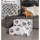 Funky kutyalépcső 30 x 50 x 50cm - szürke alapon fehér szívecskék és világítós pöttyök