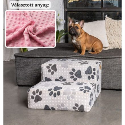 Funky kutyalépcső 30 x 50 x 50cm - rózsaszín minky