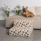 Funky kutyalépcső 30 x 50 x 50cm - bézs alapon barna kis tappancsok