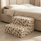 Funky kutyalépcső 30 x 50 x 50cm - bézs alapon barna kis tappancsok