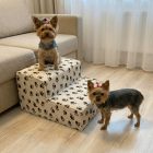 Funky kutyalépcső 30 x 50 x 50cm - bézs alapon barna kis tappancsok