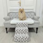 Missy kutyalépcső 40 x 35 x 50cm - szürke alapon fehér szívecskék és világítós pöttyök