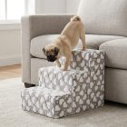 Missy kutyalépcső 40 x 35 x 50cm - szürke alapon fehér szívecskék és világítós pöttyök