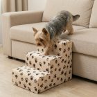 Missy kutyalépcső 40 x 35 x 50cm - bézs alapon barna kis tappancsok