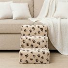 Missy kutyalépcső 40 x 35 x 50cm - bézs alapon barna kis tappancsok