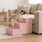 Daisy kutyalépcső 40 x 35 x 60cm - rózsaszín minky