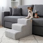 Daisy kutyalépcső 40 x 35 x 60cm - szürke minky