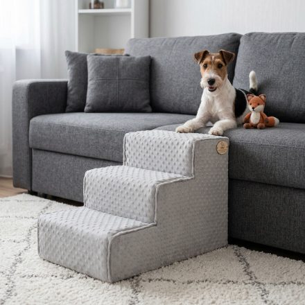 Daisy kutyalépcső 40 x 35 x 60cm - szürke minky