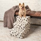 Daisy kutyalépcső 40 x 35 x 60cm - bézs alapon barna kis tappancsok