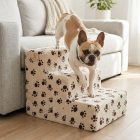 Daisy kutyalépcső 40 x 35 x 60cm - bézs alapon barna kis tappancsok