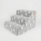 Bodza kutyalépcső 30 x 40 x 45cm - szürke alapon fehér szívek és tappancsok