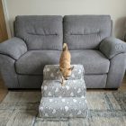 Bodza kutyalépcső 30 x 40 x 45cm - szürke alapon fehér szívek és tappancsok