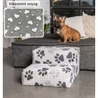 Funky kutyalépcső 30 x 50 x 50cm - szürke alapon fehér szívek és tappancsok