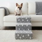 Daisy kutyalépcső 40 x 35 x 60cm - szürke alapon fehér szívek és tappancsok