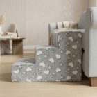 Daisy kutyalépcső 40 x 35 x 60cm - szürke alapon fehér szívek és tappancsok