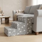 Daisy kutyalépcső 40 x 35 x 60cm - szürke alapon fehér szívek és tappancsok