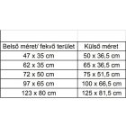 Kutyaágy mérettáblázat