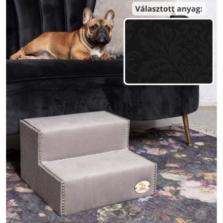 Mexi kutyalépcső 25 x 40 x 40 cm - 02-es fekete damask bútorszövet