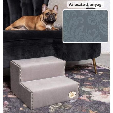 Mexi kutyalépcső 25 x 40 x 40 cm - 26-os kékes szürke damask bútorszövet