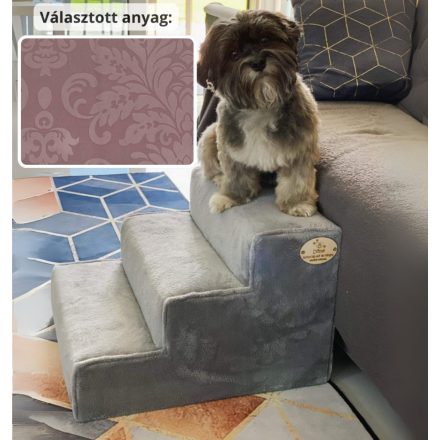 Bodza kutyalépcső 30 x 40 x 45 cm - 13-as rózsaszín damask bútorszövet