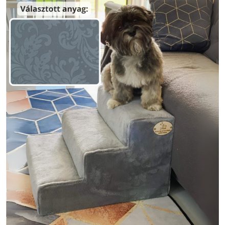 Bodza kutyalépcső 30 x 40 x 45 cm - 26-os kékes szürke damask bútorszövet