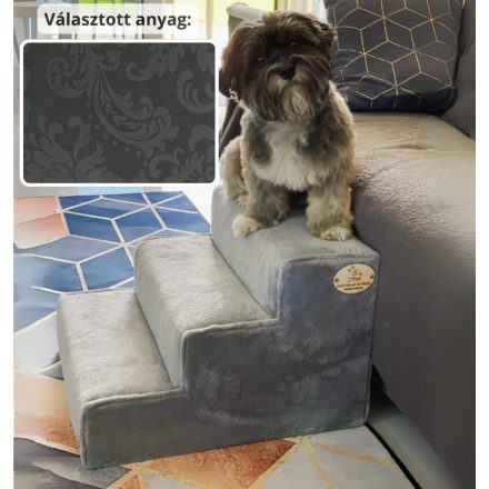 Bodza kutyalépcső 30 x 40 x 45 cm - 36-os antracit szürke damask bútorszövet