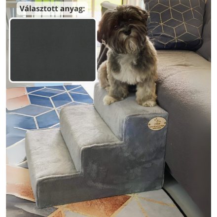 Bodza kutyalépcső 30 x 40 x 45 cm - 36-os antracit szürke egyszínű bútorszövet