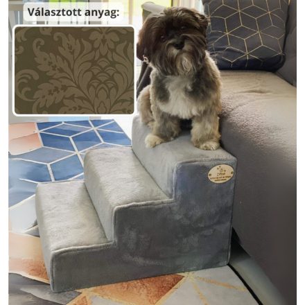 Bodza kutyalépcső 30 x 40 x 45 cm - 44-es világosbarna damask bútorszövet