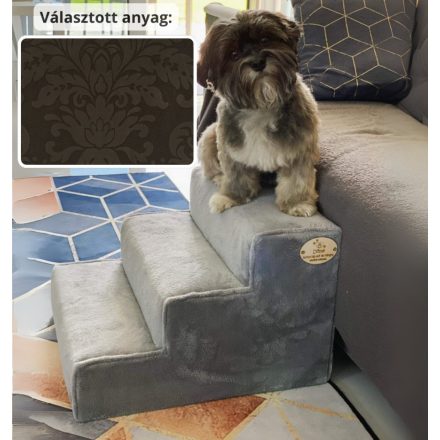 Bodza kutyalépcső 30 x 40 x 45 cm - 84-es sötétbarna damask bútorszövet
