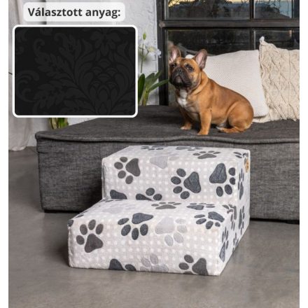 Funky kutyalépcső 30 x 50 x 50 cm - 02-es fekete damask bútorszövet