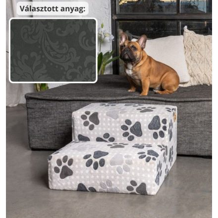 Funky kutyalépcső 30 x 50 x 50 cm - 36-os antracit szürke damask bútorszövet
