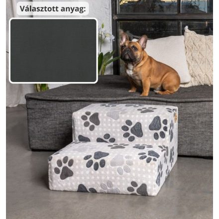 Funky kutyalépcső 30 x 50 x 50 cm - 36-os antracit szürke egyszínű bútorszövet