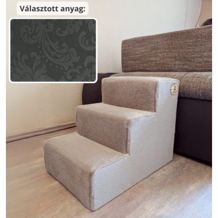 Missy kutyalépcső 40 x 35 x 50 cm - 36-os antracit szürke damask bútorszövet