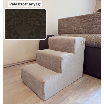 Missy kutyalépcső 40 x 35 x 50 cm - 84-es sötétbarna damask bútorszövet