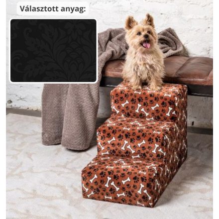 Daisy kutyalépcső 40 x 35 x 60 cm - 02-es fekete damask bútorszövet