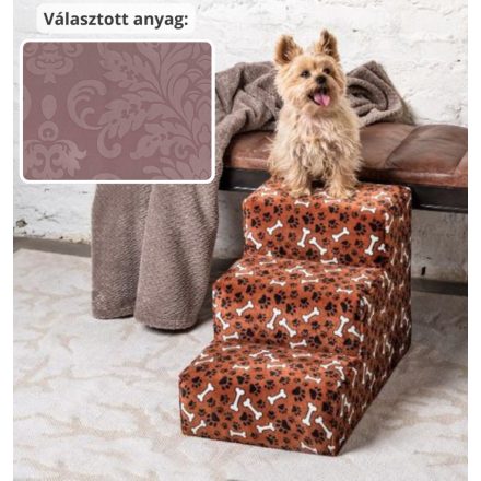 Daisy kutyalépcső 40 x 35 x 60 cm - 13-as rózsaszín damask bútorszövet