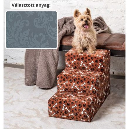 Daisy kutyalépcső 40 x 35 x 60 cm - 26-os kékes szürke damask bútorszövet