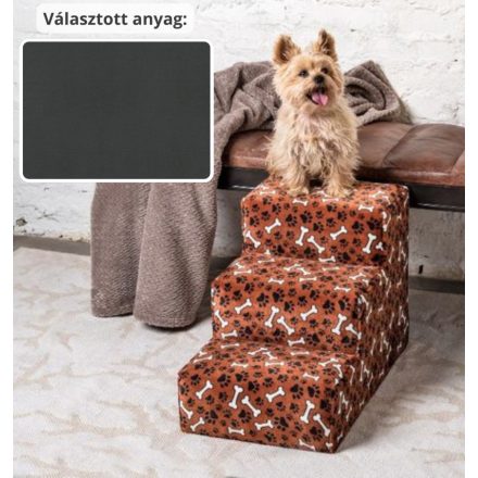 Daisy kutyalépcső 40 x 35 x 60 cm - 36-os antracit szürke egyszínű bútorszövet