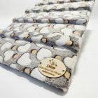 Charly kutyarámpa 90 x 40cm -  szürke alapon fehér szívecskék és világítós pöttyök